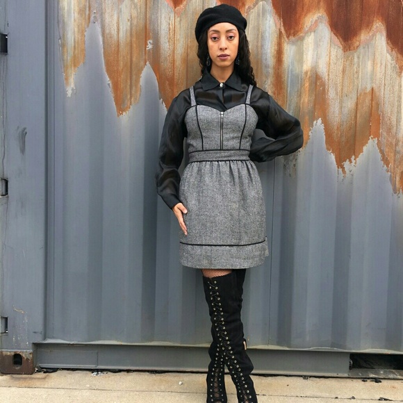 Kimchi Blue Gray Tweed Corset Dress sz 8 - Picture 4 of 4